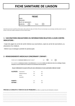 Fiche sanitaire 2023-2024